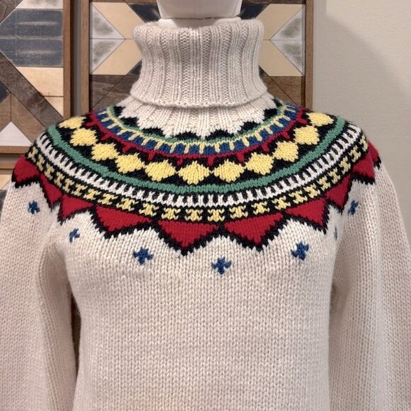 Ralph Lauren Vintage Fair Isle Hand Knit Tricote A La Main Wool Sweater Medium - Picture 2 of 10